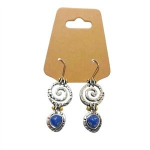 Silver and Blue Spiral Earrings
